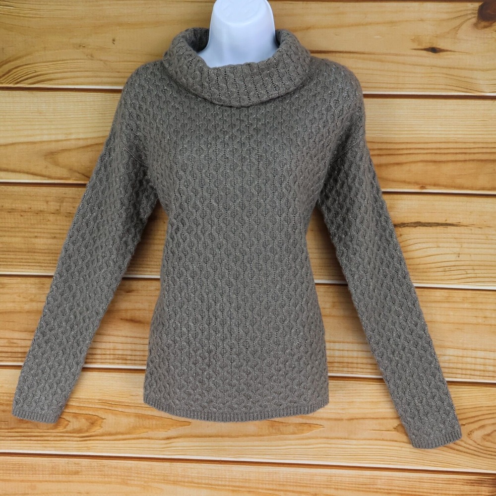 Sonoma Life+Style Cowl Neck Sweater Womens Size M Brown Acrylic Blend Cable-Knit